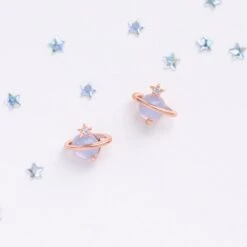 Mini Neptune Shooting Star Gold-Plated Stud Earring -Kawaii Store kawaiies plushies plush softtoy mini neptune shooting star gold plated stud earring earrings 212532