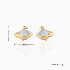 Mini Neptune Shooting Star Gold-Plated Stud Earring -Kawaii Store kawaiies plushies plush softtoy mini neptune shooting star gold plated stud earring earrings 968427