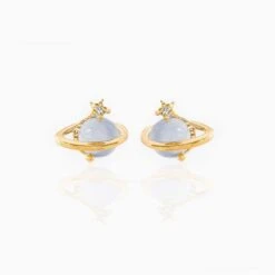 Mini Neptune Shooting Star Gold-Plated Stud Earring -Kawaii Store kawaiies plushies plush softtoy mini neptune shooting star gold plated stud earring earrings gold 612989