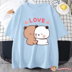 Apparel Mocha And Tofu Panda Bear Love Tee -Kawaii Store kawaiies plushies plush softtoy mocha and tofu panda bear love tee apparel 288567