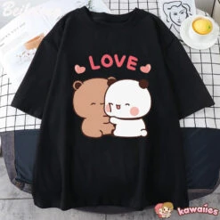 Apparel Mocha And Tofu Panda Bear Love Tee -Kawaii Store kawaiies plushies plush softtoy mocha and tofu panda bear love tee apparel 864713