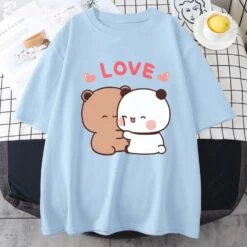 Apparel Mocha And Tofu Panda Bear Love Tee -Kawaii Store kawaiies plushies plush softtoy mocha and tofu panda bear love tee apparel blue xs 132257