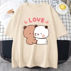 Apparel Mocha And Tofu Panda Bear Love Tee -Kawaii Store kawaiies plushies plush softtoy mocha and tofu panda bear love tee apparel cream xs 396266