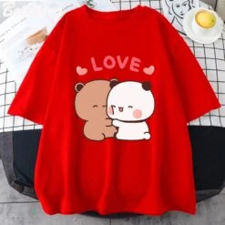 Apparel Mocha And Tofu Panda Bear Love Tee -Kawaii Store kawaiies plushies plush softtoy mocha and tofu panda bear love tee apparel red xs 167242