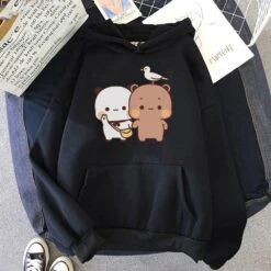 Apparel Mocha & Tofu Bears Seagull Friend Unisex Hoodie -Kawaii Store kawaiies plushies plush softtoy mocha tofu bears seagull friend unisex hoodie hoodies black xs 273989