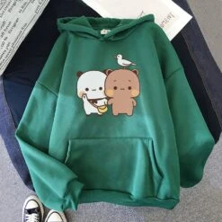 Apparel Mocha & Tofu Bears Seagull Friend Unisex Hoodie -Kawaii Store kawaiies plushies plush softtoy mocha tofu bears seagull friend unisex hoodie hoodies green xs 263665