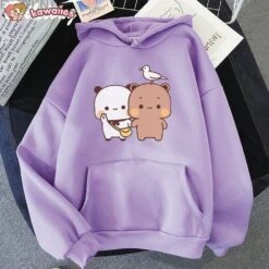 Apparel Mocha & Tofu Bears Seagull Friend Unisex Hoodie -Kawaii Store kawaiies plushies plush softtoy mocha tofu bears seagull friend unisex hoodie hoodies purple xs 802971