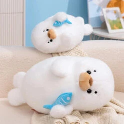 Mochi Seal Plushie With Fish -Kawaii Store kawaiies plushies plush softtoy mochi seal plushie with fish soft toy 342599