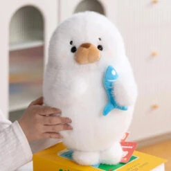 Mochi Seal Plushie With Fish -Kawaii Store kawaiies plushies plush softtoy mochi seal plushie with fish soft toy 593840
