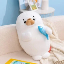 Mochi Seal Plushie With Fish -Kawaii Store kawaiies plushies plush softtoy mochi seal plushie with fish soft toy 826913
