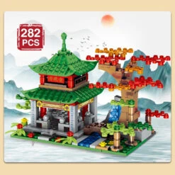 Mountain Pavilion And Sakura View Building Blocks -Kawaii Store kawaiies plushies plush softtoy mountain pavilion and sakura view building blocks build it 102532