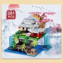 Mountain Pavilion And Sakura View Building Blocks -Kawaii Store kawaiies plushies plush softtoy mountain pavilion and sakura view building blocks build it 511402