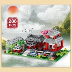 Mountain Pavilion And Sakura View Building Blocks -Kawaii Store kawaiies plushies plush softtoy mountain pavilion and sakura view building blocks build it 775734