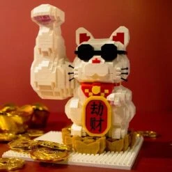 Muscle Lucky Cat & Kimono Outfit Nano Building Blocks -Kawaii Store kawaiies plushies plush softtoy muscle lucky cat kimono outfit nano building blocks build it 349790