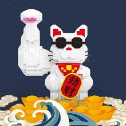 Muscle Lucky Cat & Kimono Outfit Nano Building Blocks -Kawaii Store kawaiies plushies plush softtoy muscle lucky cat kimono outfit nano building blocks build it 707849