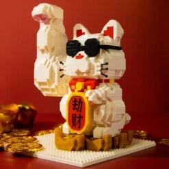 Muscle Lucky Cat & Kimono Outfit Nano Building Blocks