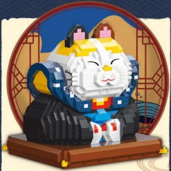 Muscle Lucky Cat & Kimono Outfit Nano Building Blocks -Kawaii Store kawaiies plushies plush softtoy muscle lucky cat kimono outfit nano building blocks build it 827466