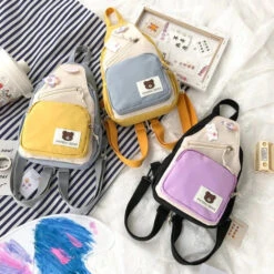 Apparel Myron Bear Colour Block Mini Backpack -Kawaii Store kawaiies plushies plush softtoy myron bear colour block mini backpack apparel 760371