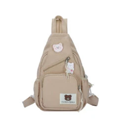 Apparel Myron Bear Colour Block Mini Backpack -Kawaii Store kawaiies plushies plush softtoy myron bear colour block mini backpack apparel plain khaki 302605