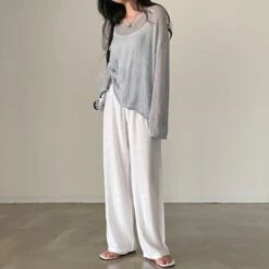 Apparel Netted Full Sleeve Loose Women's Jumper -Kawaii Store kawaiies plushies plush softtoy netted full sleeve loose womens jumper new tops 735639