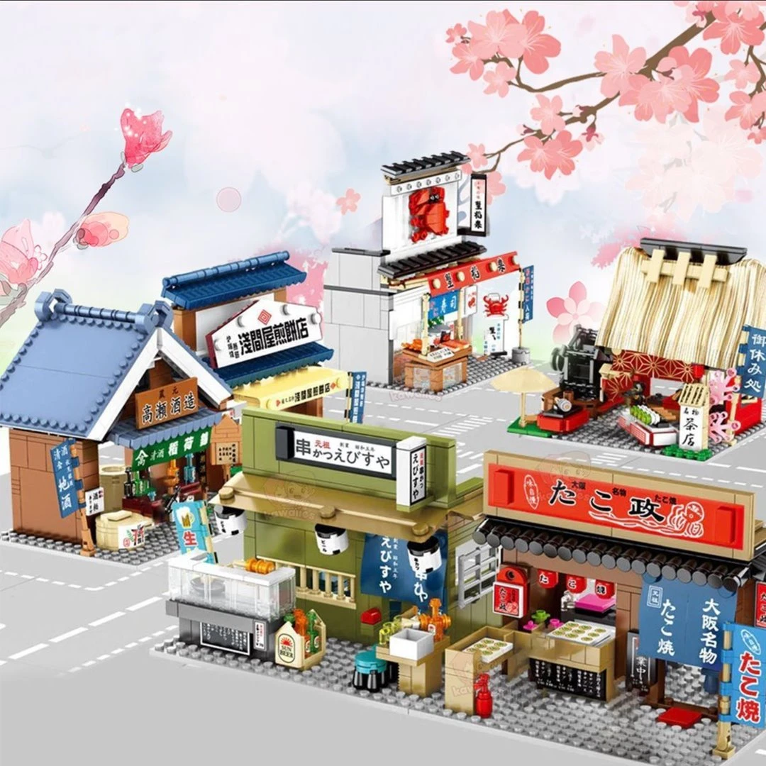Nippombashi Dori Street Japanese Restaurants Building Sets 3 Nippombashi Dori Street Japanese Restaurants Building Sets