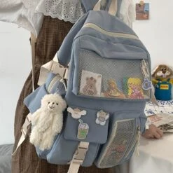 Apparel Nylon Study Besties Backpack -Kawaii Store kawaiies plushies plush softtoy nylon study besties backpack with bear keychain new bags 809070