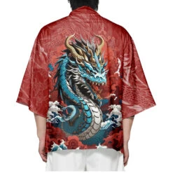 Apparel Ocean Dragon Red Unisex Kimono