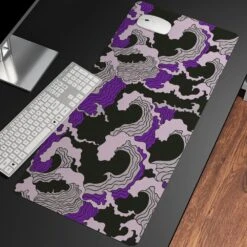 Accessories Ocean Waves Large Mouse Pad Collection -Kawaii Store kawaiies plushies plush softtoy ocean waves large mouse pad collection mouse pads 60 x 30cm black purple 455970