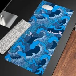 Accessories Ocean Waves Large Mouse Pad Collection -Kawaii Store kawaiies plushies plush softtoy ocean waves large mouse pad collection mouse pads 60 x 30cm dark blue 314694