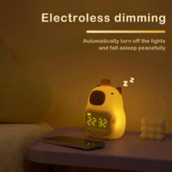 Orange Capybara LED Alarm Clock Night Light -Kawaii Store kawaiies plushies plush softtoy orange capybara led alarm clock night light home decor 659728