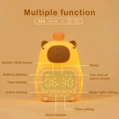 Orange Capybara LED Alarm Clock Night Light -Kawaii Store kawaiies plushies plush softtoy orange capybara led alarm clock night light home decor 825236