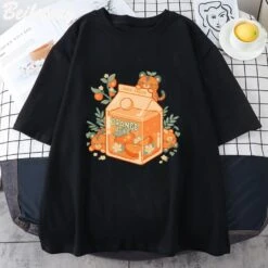 Apparel Orange Juice Kawaii Unisex Tee -Kawaii Store kawaiies plushies plush softtoy orange juice kawaii unisex tee apparel black xs 291699