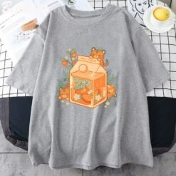 Apparel Orange Juice Kawaii Unisex Tee -Kawaii Store kawaiies plushies plush softtoy orange juice kawaii unisex tee apparel gray xs 666846