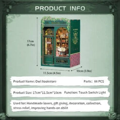 Owl Bookstore Wooden Bookshelf Nook Kit -Kawaii Store kawaiies plushies plush softtoy owl bookstore wooden bookshelf nook kit wooden kit 622128