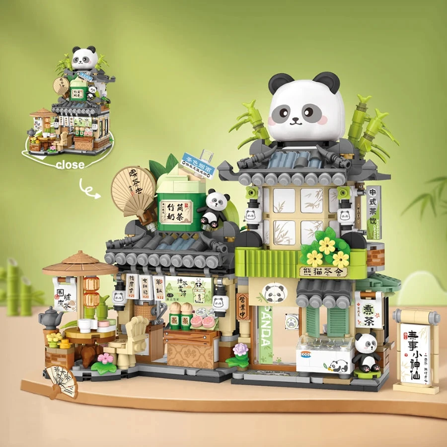 Panda And Brown Bear Tea Cafes Micro Building Set Collection 4 Panda And Brown Bear Tea Cafes Micro Building Set Collection - Image 2