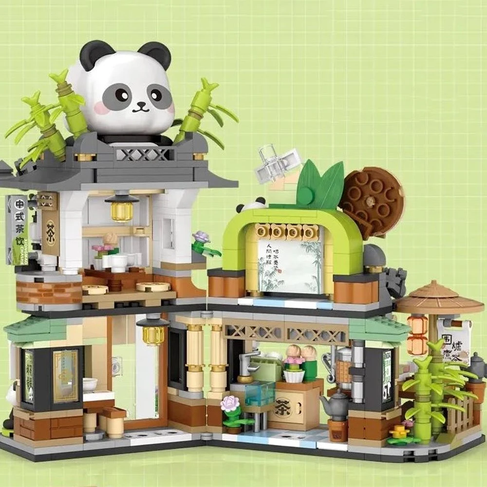 Panda And Brown Bear Tea Cafes Micro Building Set Collection 6 Panda And Brown Bear Tea Cafes Micro Building Set Collection - Image 4