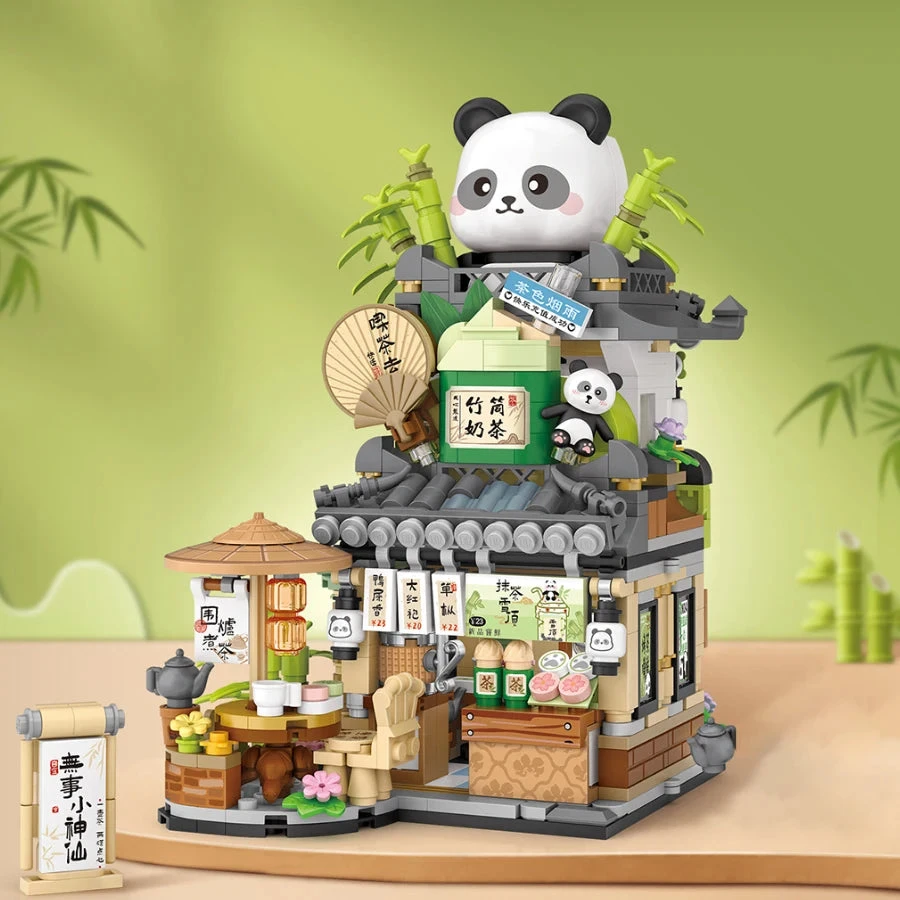 Panda And Brown Bear Tea Cafes Micro Building Set Collection 5 Panda And Brown Bear Tea Cafes Micro Building Set Collection - Image 3