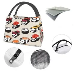 Panda Sushi Japanese Kawaii Lunch Bag -Kawaii Store kawaiies plushies plush softtoy panda sushi japanese kawaii lunch bag bag 430864