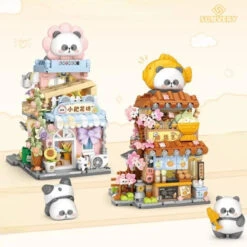Panda Taiyaki Flower Cafes Foldable Micro Building Set Collection -Kawaii Store kawaiies plushies plush softtoy panda taiyaki flower cafes foldable micro building set collection build it 361801