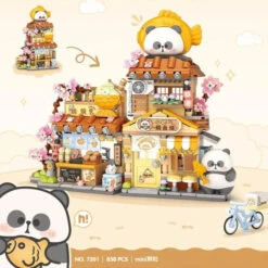 Panda Taiyaki Flower Cafes Foldable Micro Building Set Collection -Kawaii Store kawaiies plushies plush softtoy panda taiyaki flower cafes foldable micro building set collection build it 568955