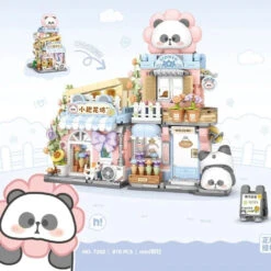 Panda Taiyaki Flower Cafes Foldable Micro Building Set Collection -Kawaii Store kawaiies plushies plush softtoy panda taiyaki flower cafes foldable micro building set collection build it 859613