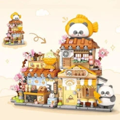 Panda Taiyaki Flower Cafes Foldable Micro Building Set Collection