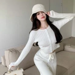 Apparel Pastel Knitted Women's Buttoned Long Sleeve Cardigan -Kawaii Store kawaiies plushies plush softtoy pastel knitted womens buttoned long sleeve cardigan new apparel 957659