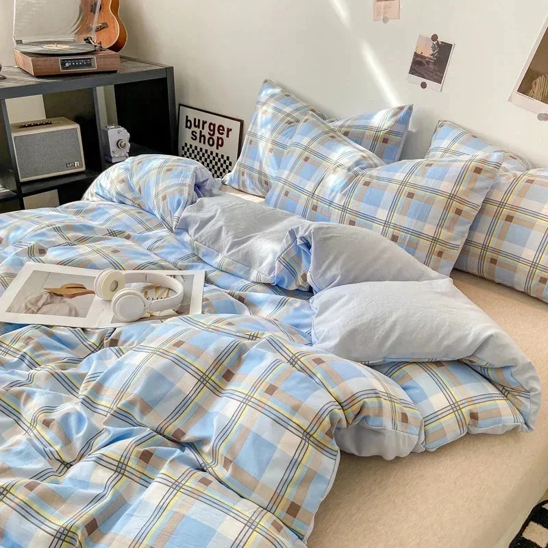 Pastel Large Checked Bedding Set Collection Without Bed Sheet 5 Pastel Large Checked Bedding Set Collection Without Bed Sheet - Image 3