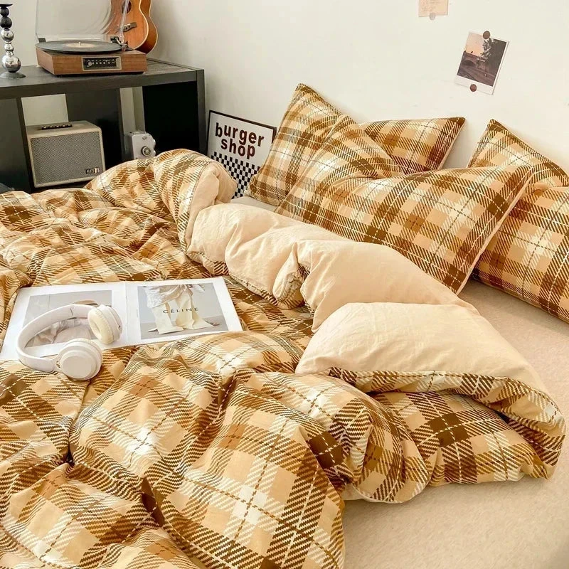 Pastel Large Checked Bedding Set Collection Without Bed Sheet 8 Pastel Large Checked Bedding Set Collection Without Bed Sheet - Image 6