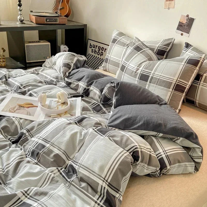 Pastel Large Checked Bedding Set Collection Without Bed Sheet 4 Pastel Large Checked Bedding Set Collection Without Bed Sheet - Image 2