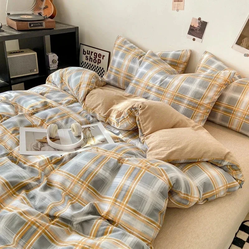 Pastel Large Checked Bedding Set Collection Without Bed Sheet 3 Pastel Large Checked Bedding Set Collection Without Bed Sheet
