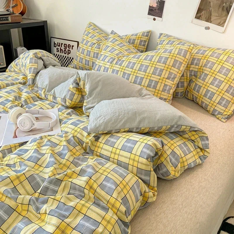 Pastel Large Checked Bedding Set Collection Without Bed Sheet 7 Pastel Large Checked Bedding Set Collection Without Bed Sheet - Image 5