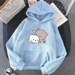 Apparel Pepper And Salt Cat Sharing Love Hoodie -Kawaii Store kawaiies plushies plush softtoy peach cat kawaii hoodie hoodies blue s 37in 96cm 256567