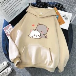 Apparel Pepper And Salt Cat Sharing Love Hoodie -Kawaii Store kawaiies plushies plush softtoy peach cat kawaii hoodie hoodies khaki s 37in 96cm 289027